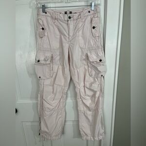 Vintage Y2K Polo Jeans Co Womens Cargo Pants Utility Pale Pink Size 10 Cotton
